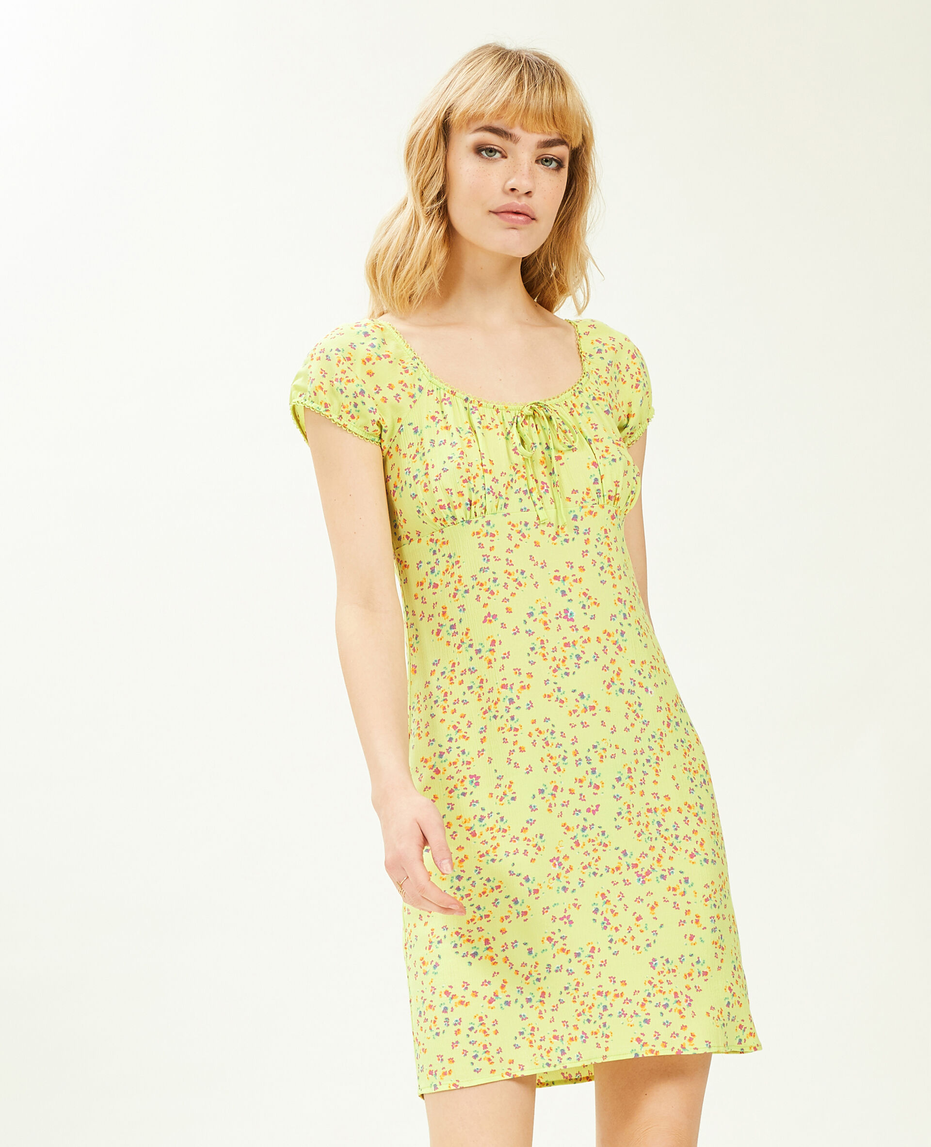 Robe courte avec fronces - Vert