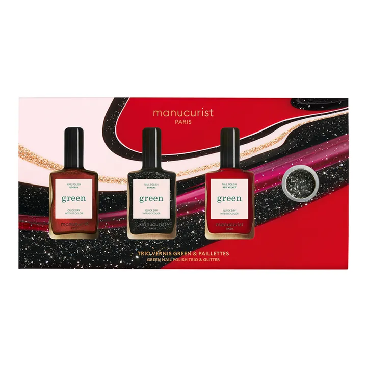 Manucurist Coffret collection Holidays Green - Utopia, Red Velvet et Sparks