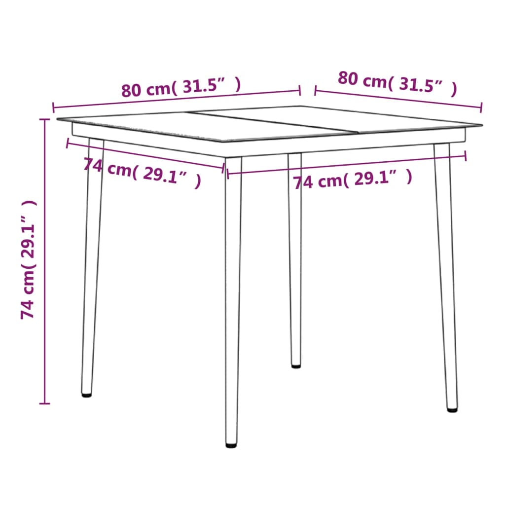 Mobilier de salle à manger de jardin avec coussins 3 pièces noir