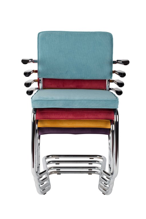 Zuiver Ridge Kink Rib stoel met armleuningen Blauw