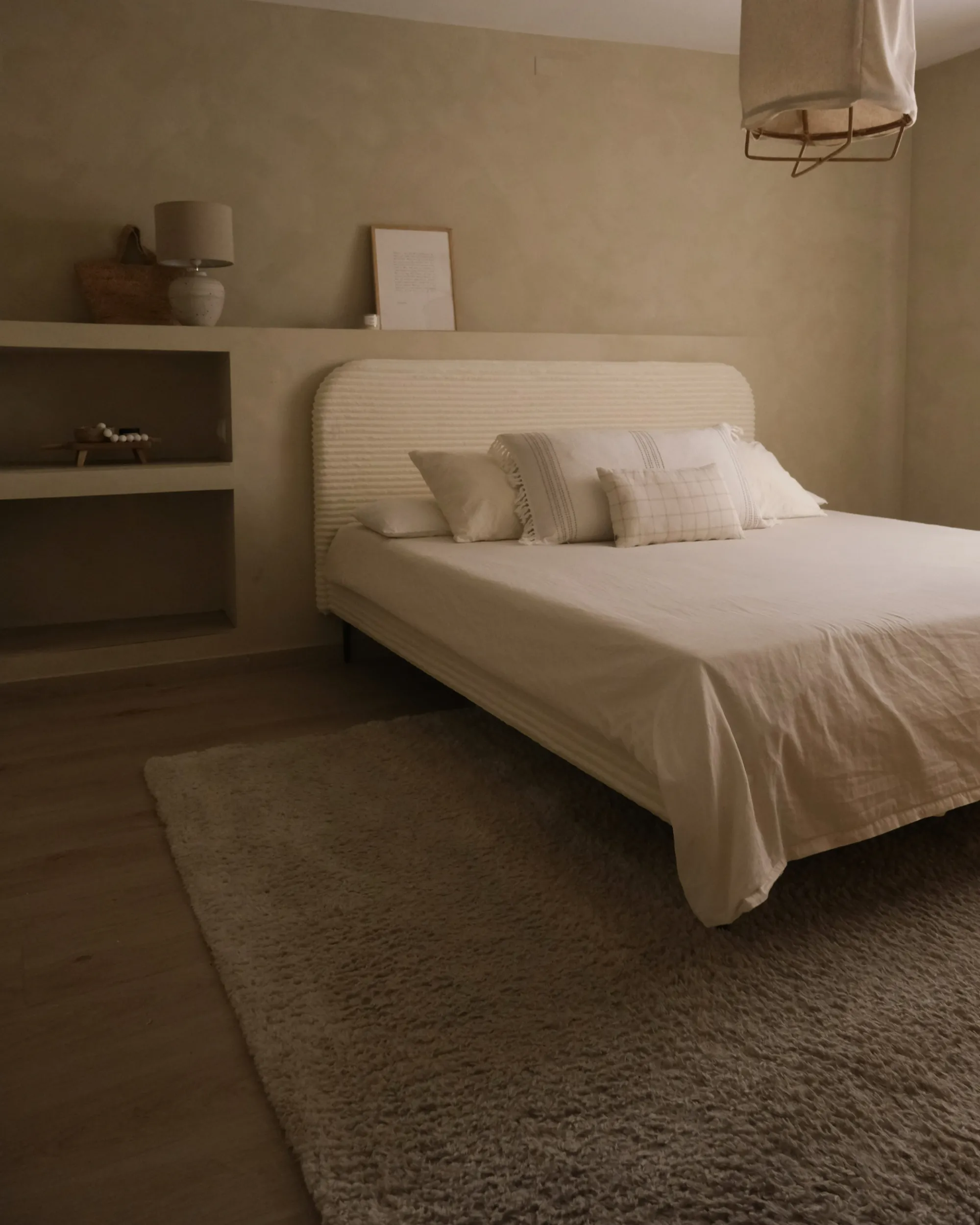 Bed Corduroy FLAYAT 180 x 200 cm Gebroken wit