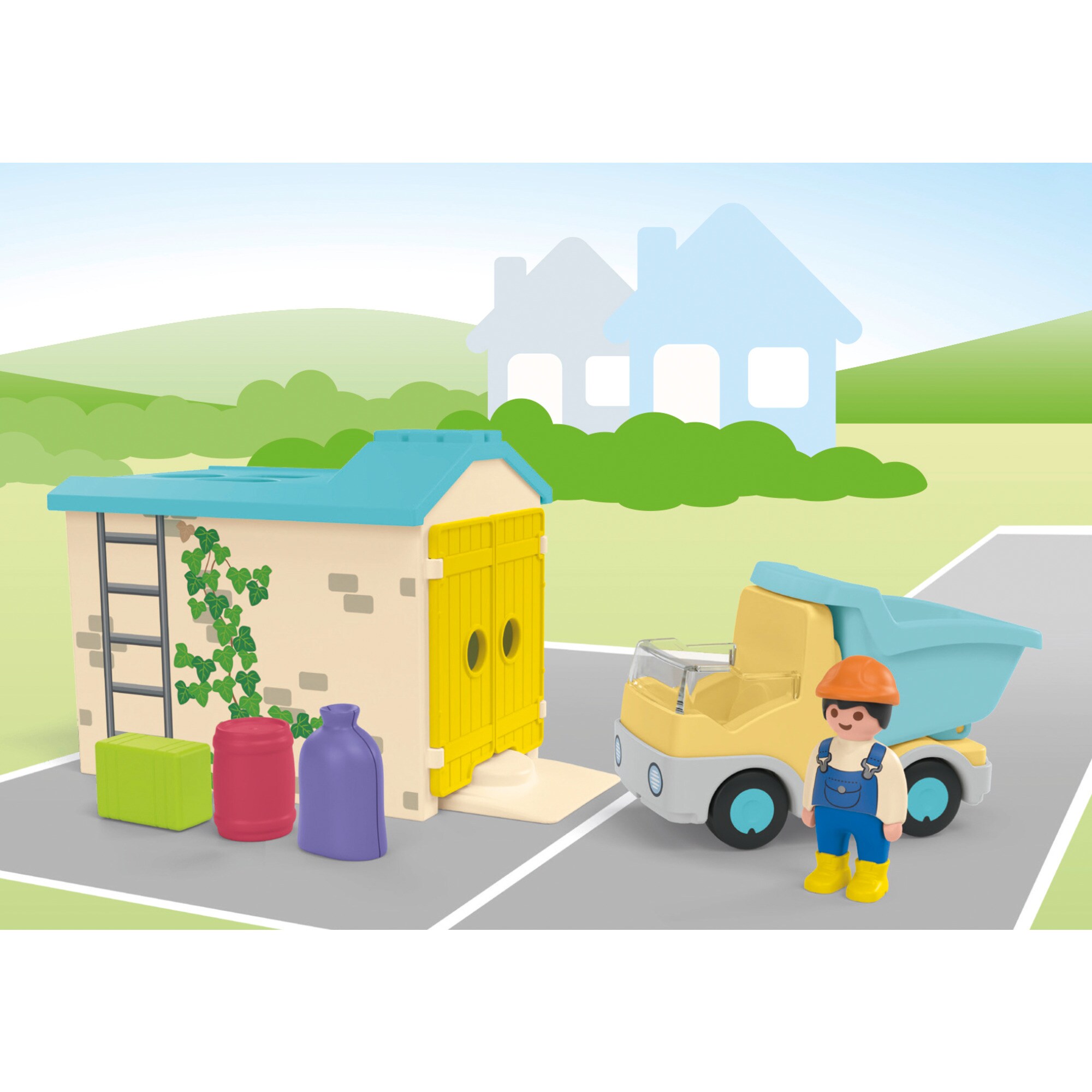 PLAYMOBIL Konstruktionsspielzeug Junior: LKW mit Sortiergarage