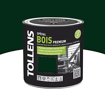 Peinture extérieure bois premium vert basque satin Tollens 2L