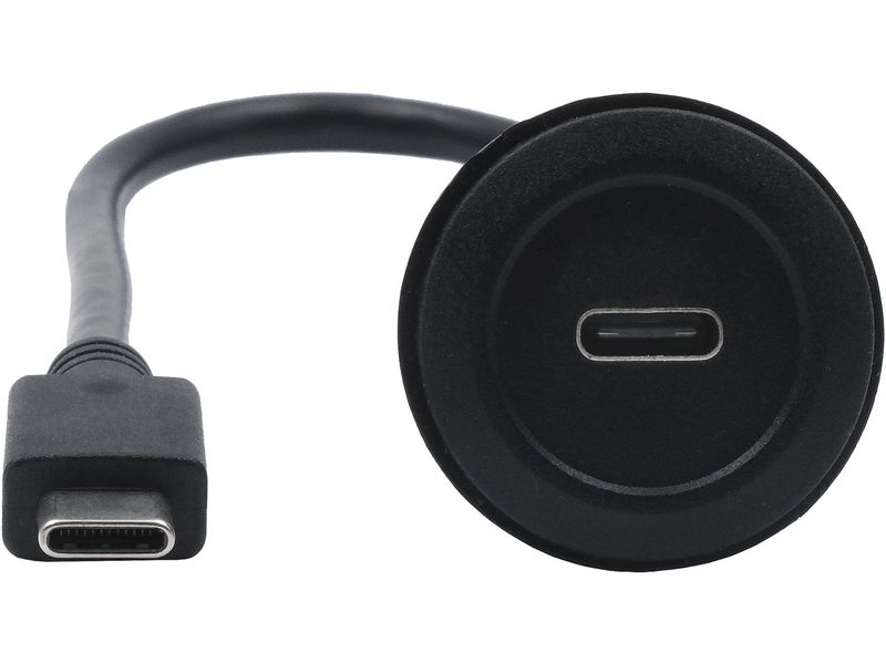 Exsys USB 3.1 Adapter USB-C Stecker - USB-C Buchse Einbau-Adapter USB-C Buchse zu Stecker, USB 3.2 Gen 2, 30 cm
