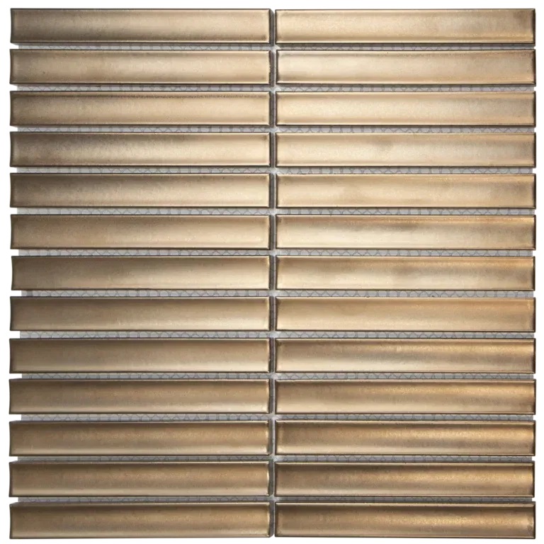 Tegelsample: The Mosaic Factory Sevilla smalle vinger 2cm mozaïek tegels 30x30 bronze metallic