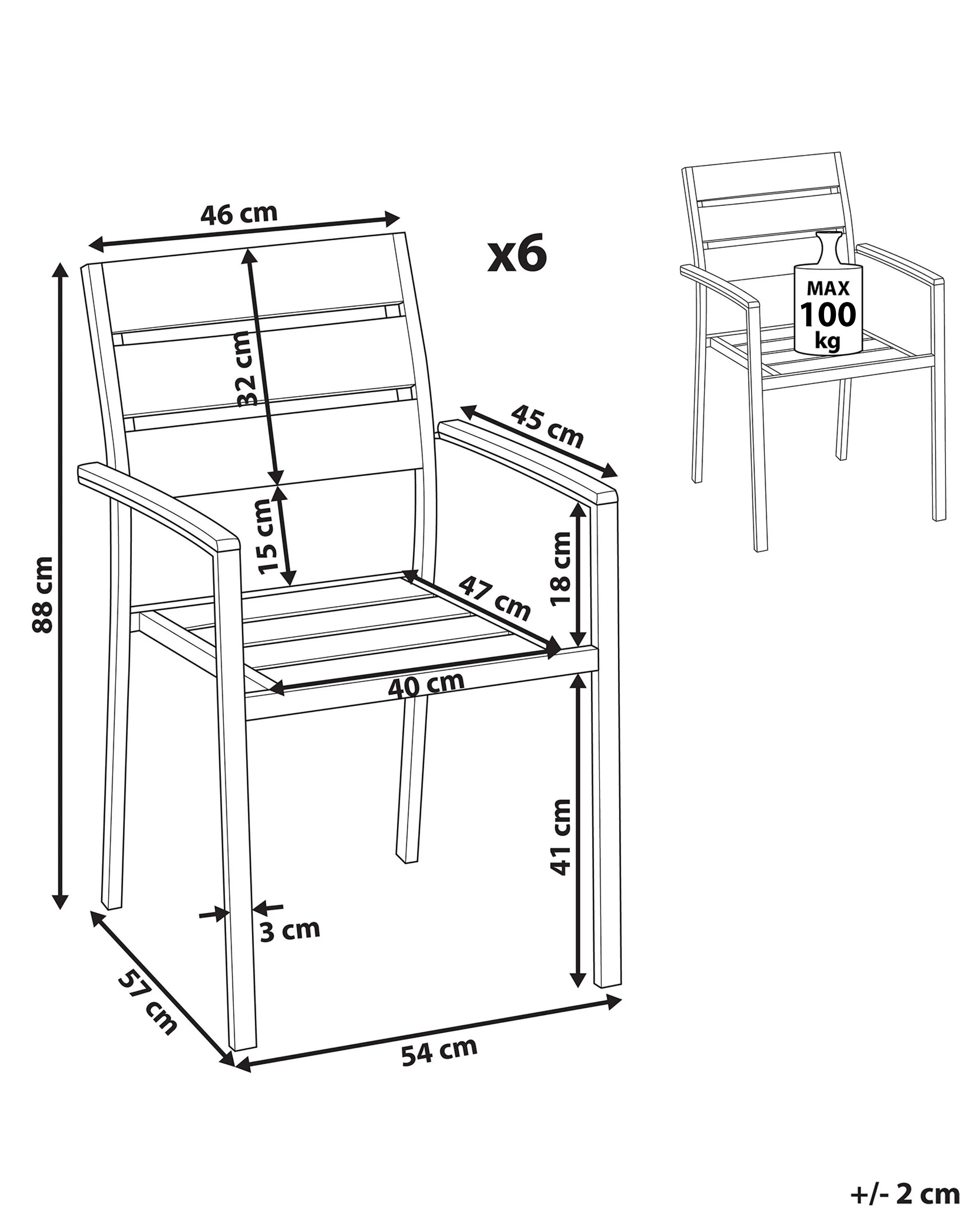 Set van 6 tuinstoelen VERNIO Zwart