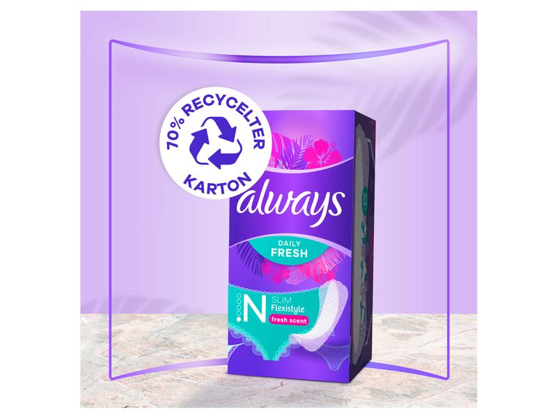 Always Slipeinlage Daily Fresh Flexistyle Slim 100 Stück Hochwertige Einlagen mit saugfähigem Kern und Frischeduft