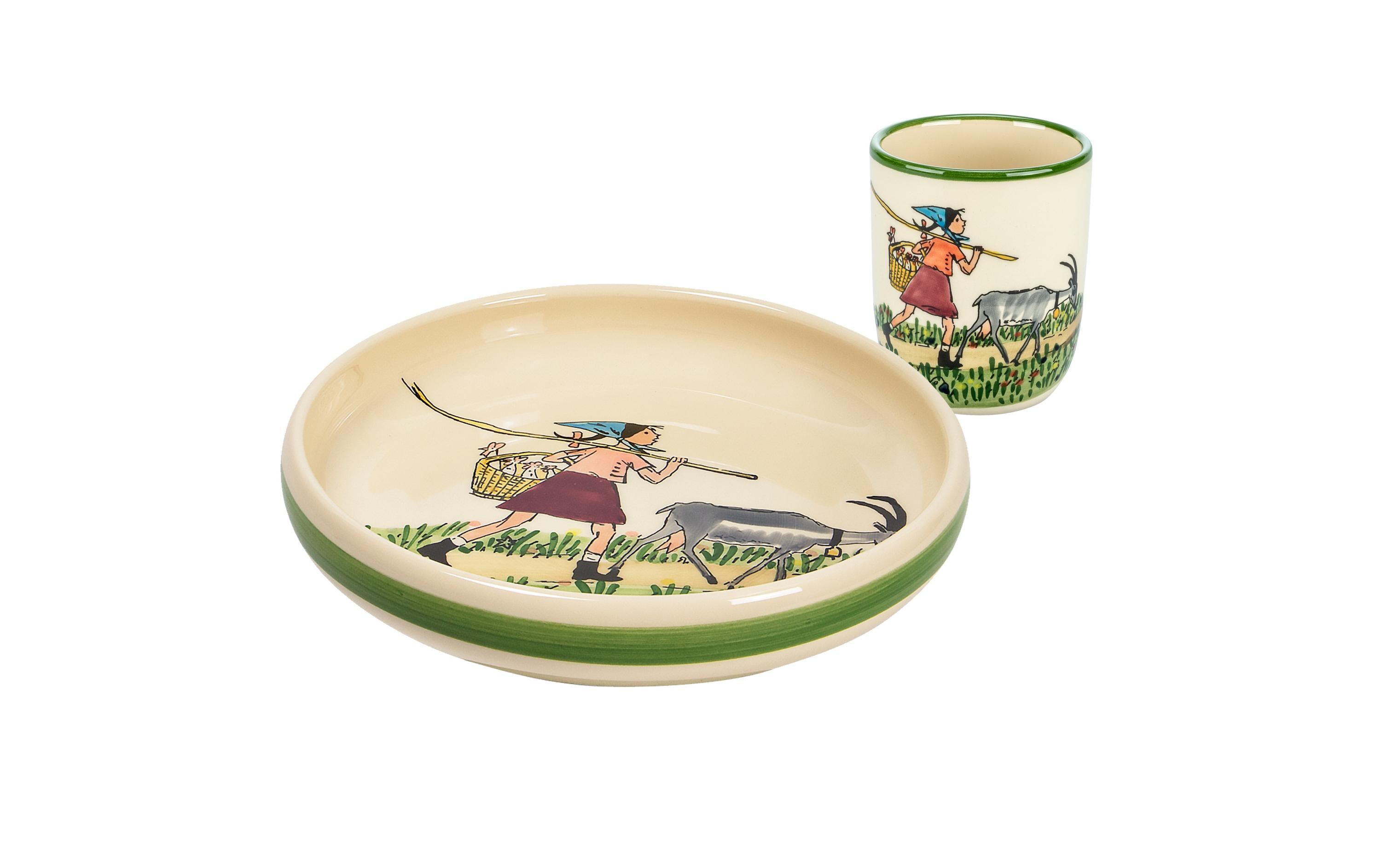 Kindergeschirrset Flurina mit Geiss, 2-teilig, Grün/WeissGeschirrset für Kinder