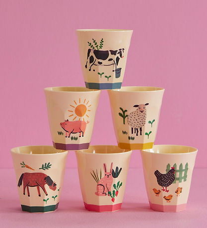 Rice Kopper - Melamin - 6 stk. - 250 ml - Multi/Farm Print