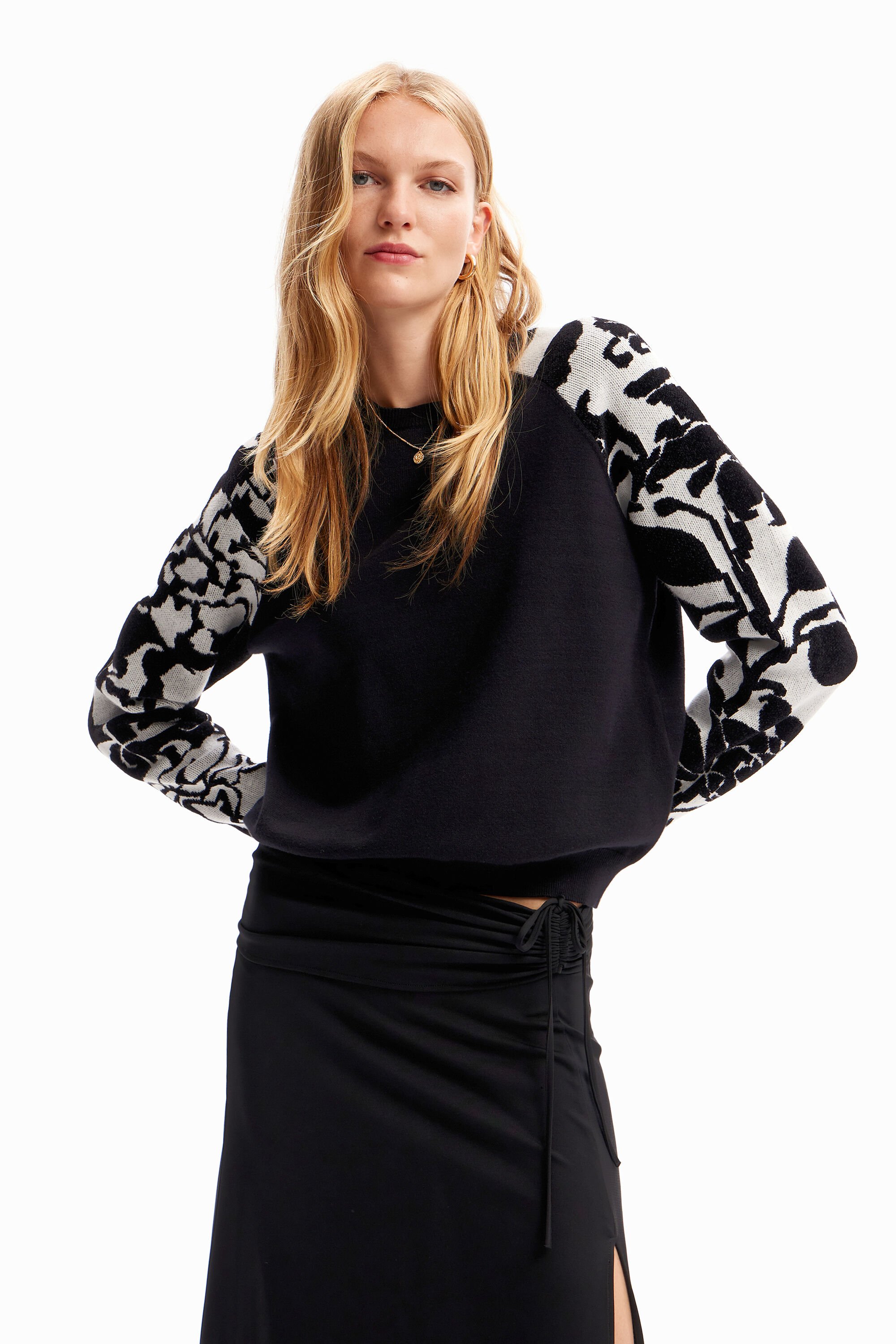 Pull combiné fleurs