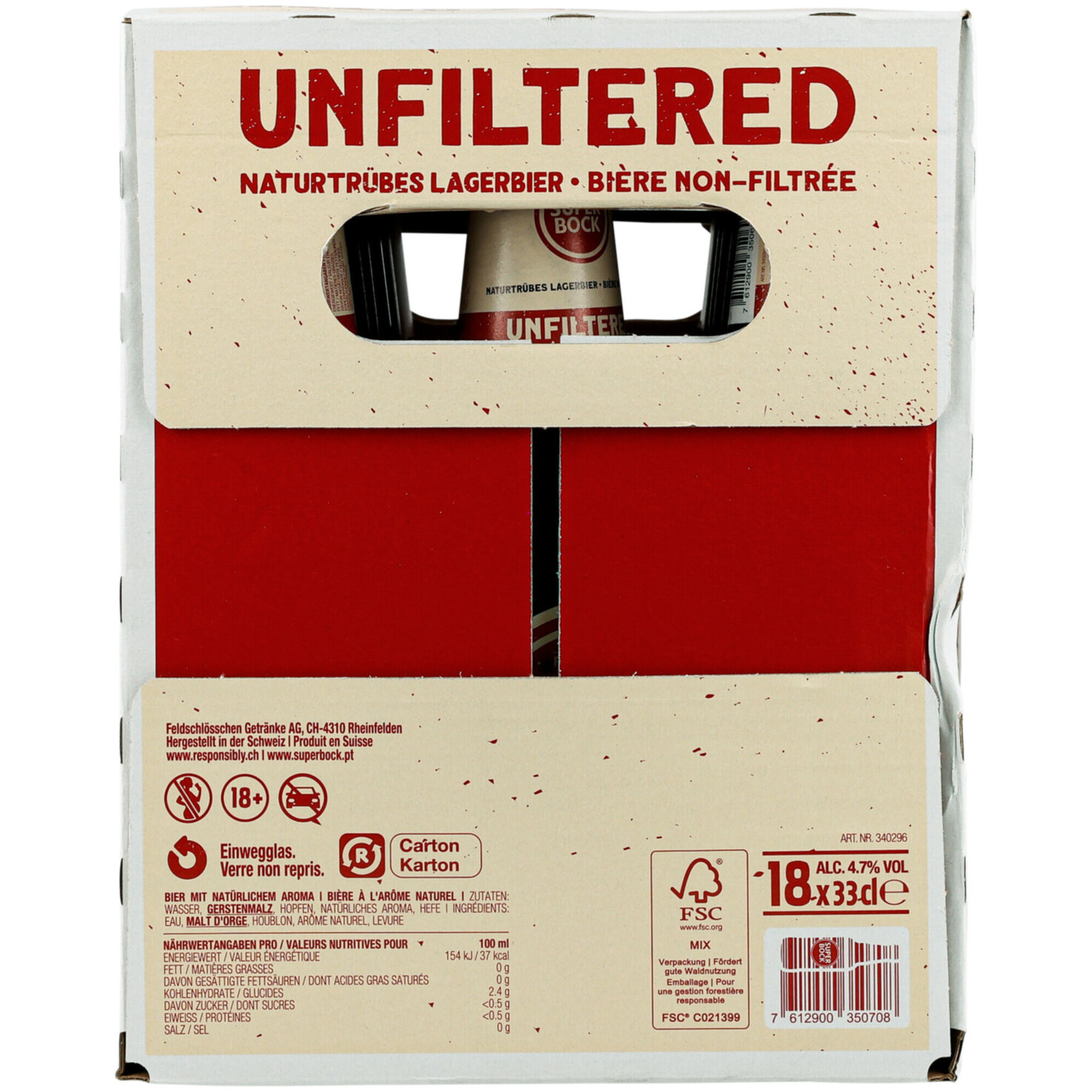Superbock Bier Unfiltered 18x33cl -594cl