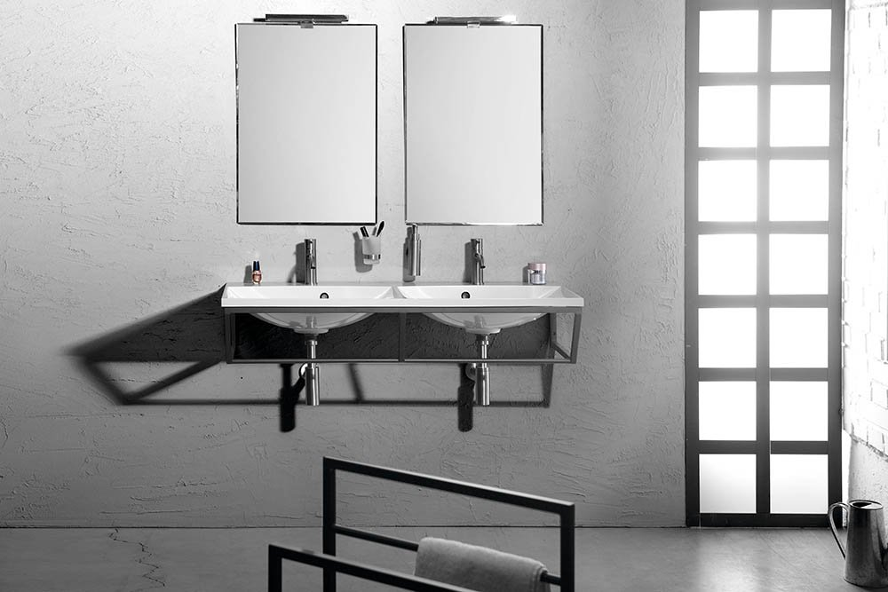 Sapho Industrial wastafel frame mat zwart 120cm