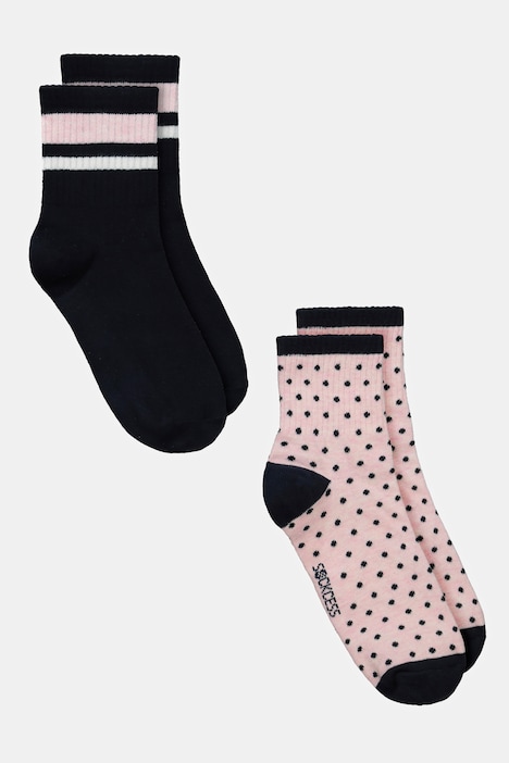 Kurzschaftsocken, 2er-Pack, Punkte/Ringel