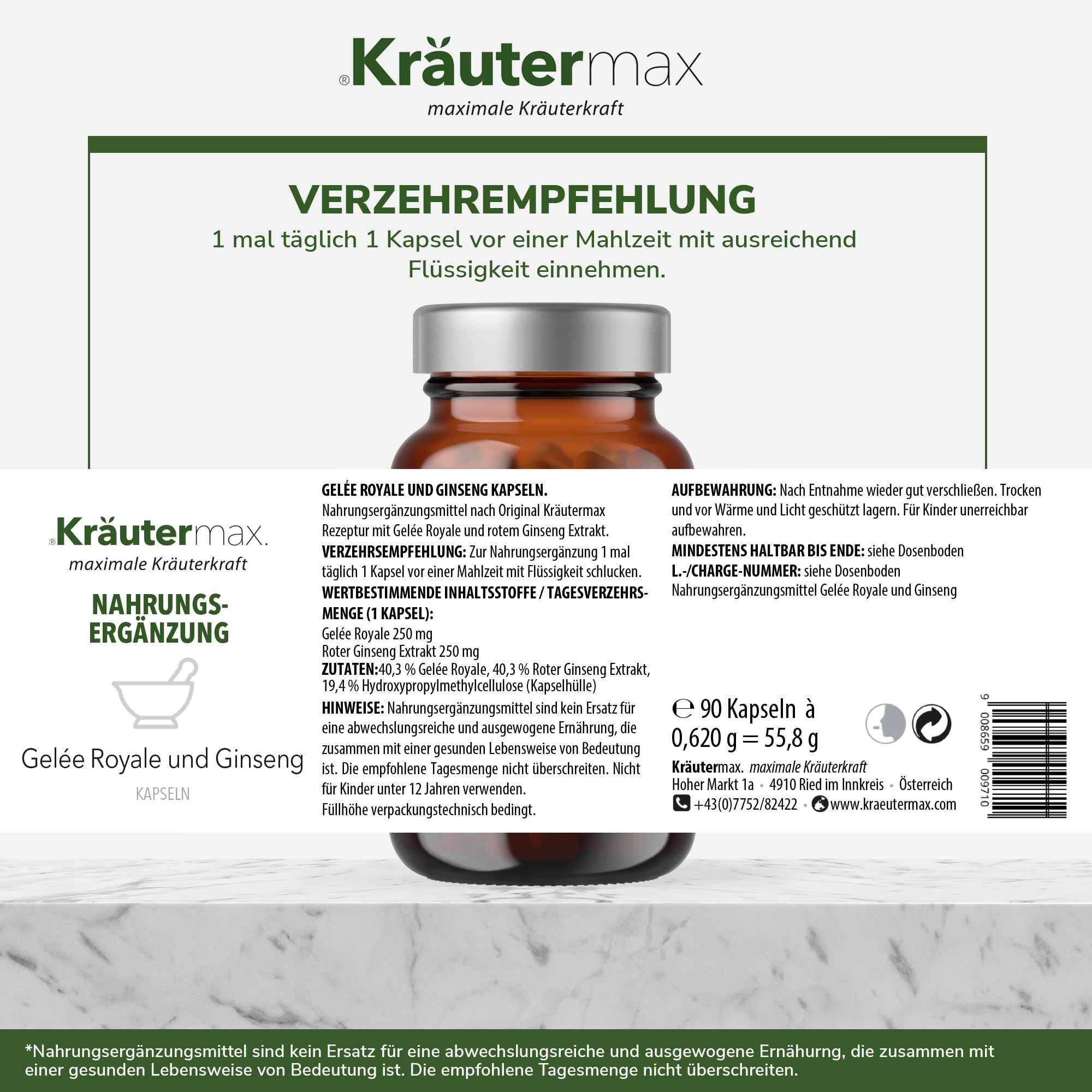 Kräutermax Gelée Royale und Ginseng Kapseln