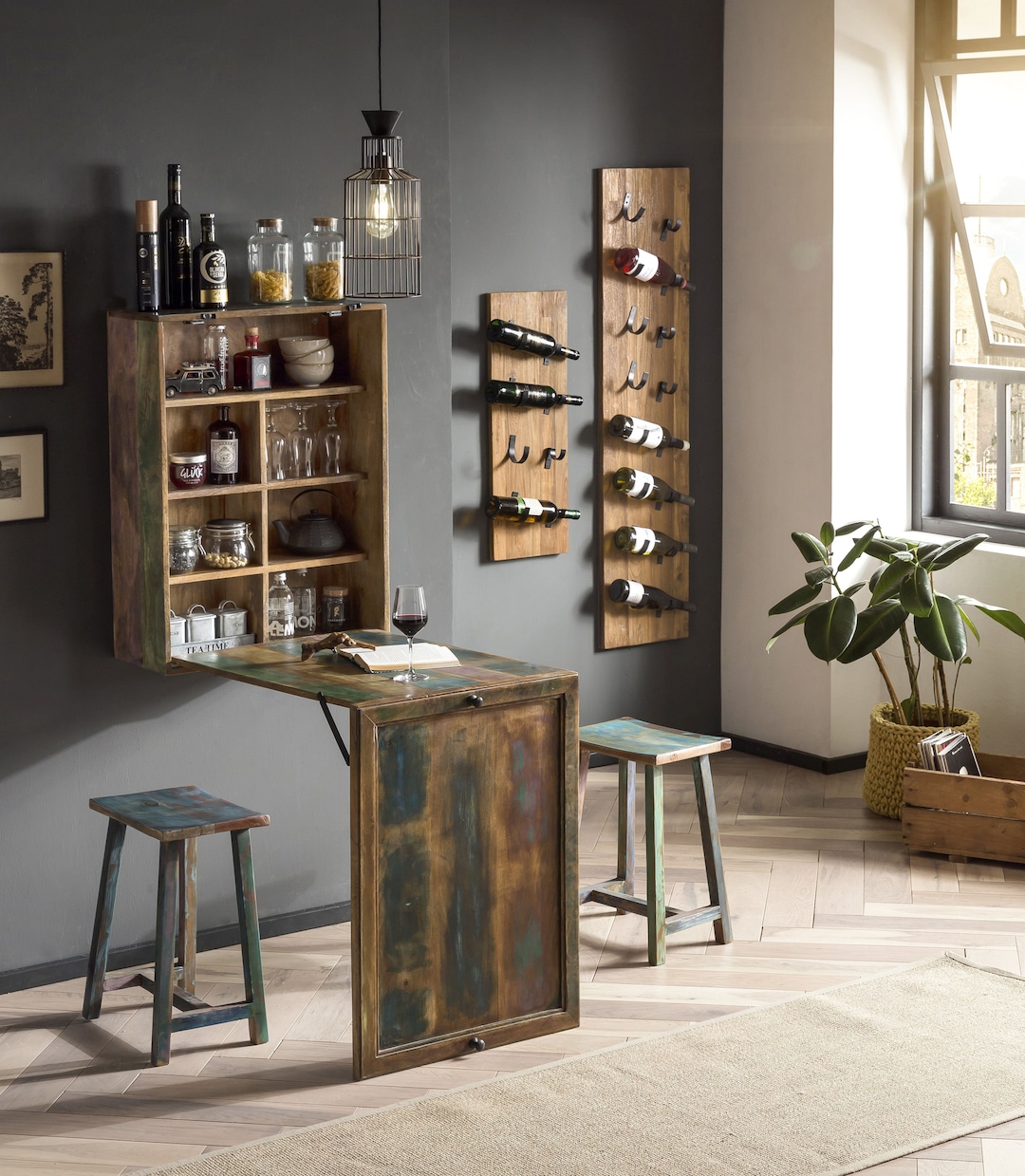 Weinregal 33 x 148 cm Teakholz