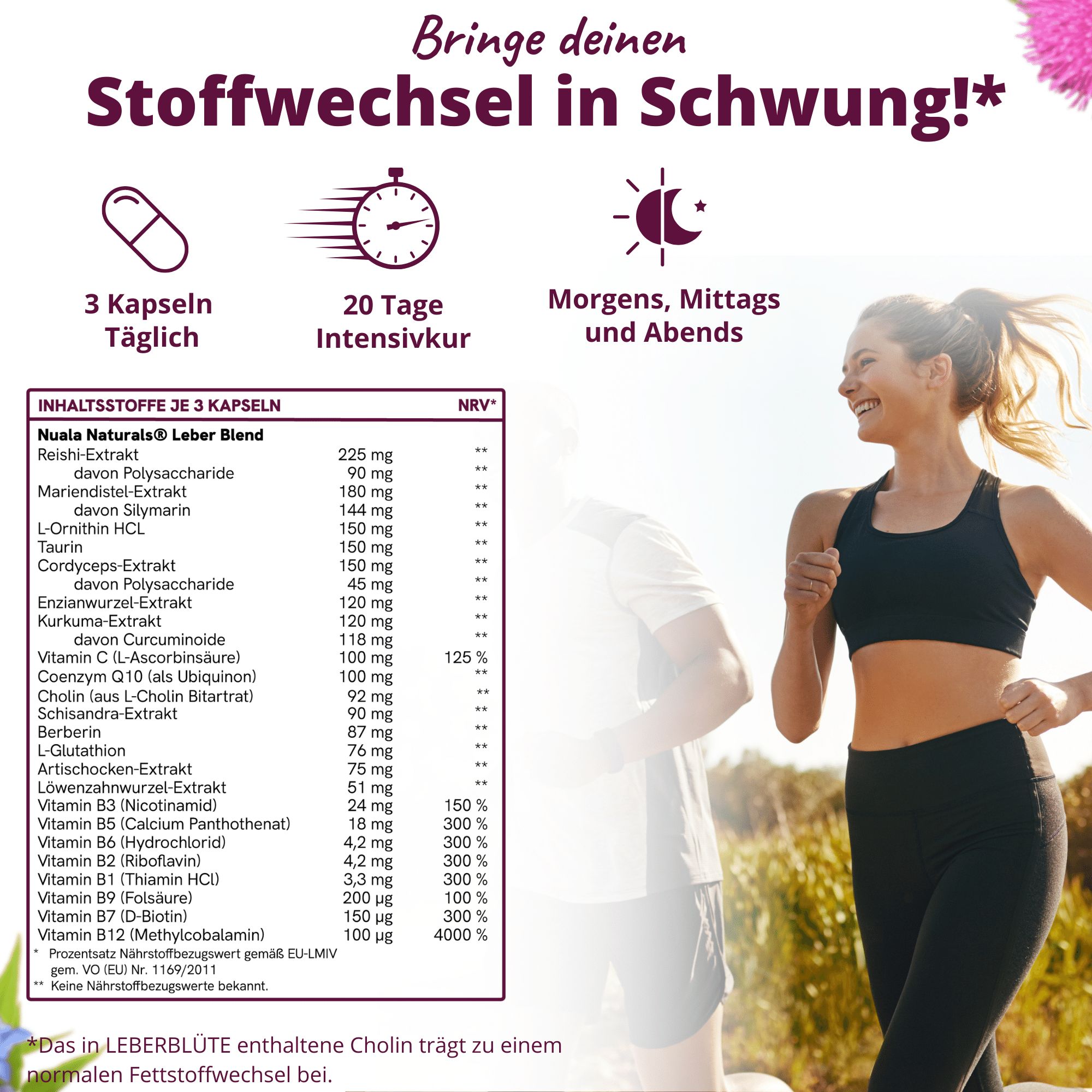 Nuala Naturals® - LEBERBLÜTE 20-Tage Intensivkur mit Cholin zur Unterstützung der Leber*