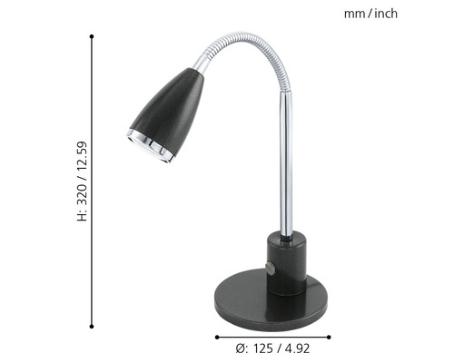 LED-kantoorlamp 3W 200 lm 3000 KH 30 cm Fox antraciet/chroom