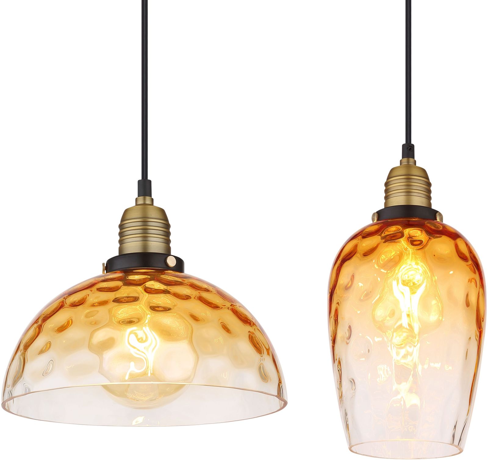Hängeleuchte - schwarz matt - amber - Glas - 3-flammig