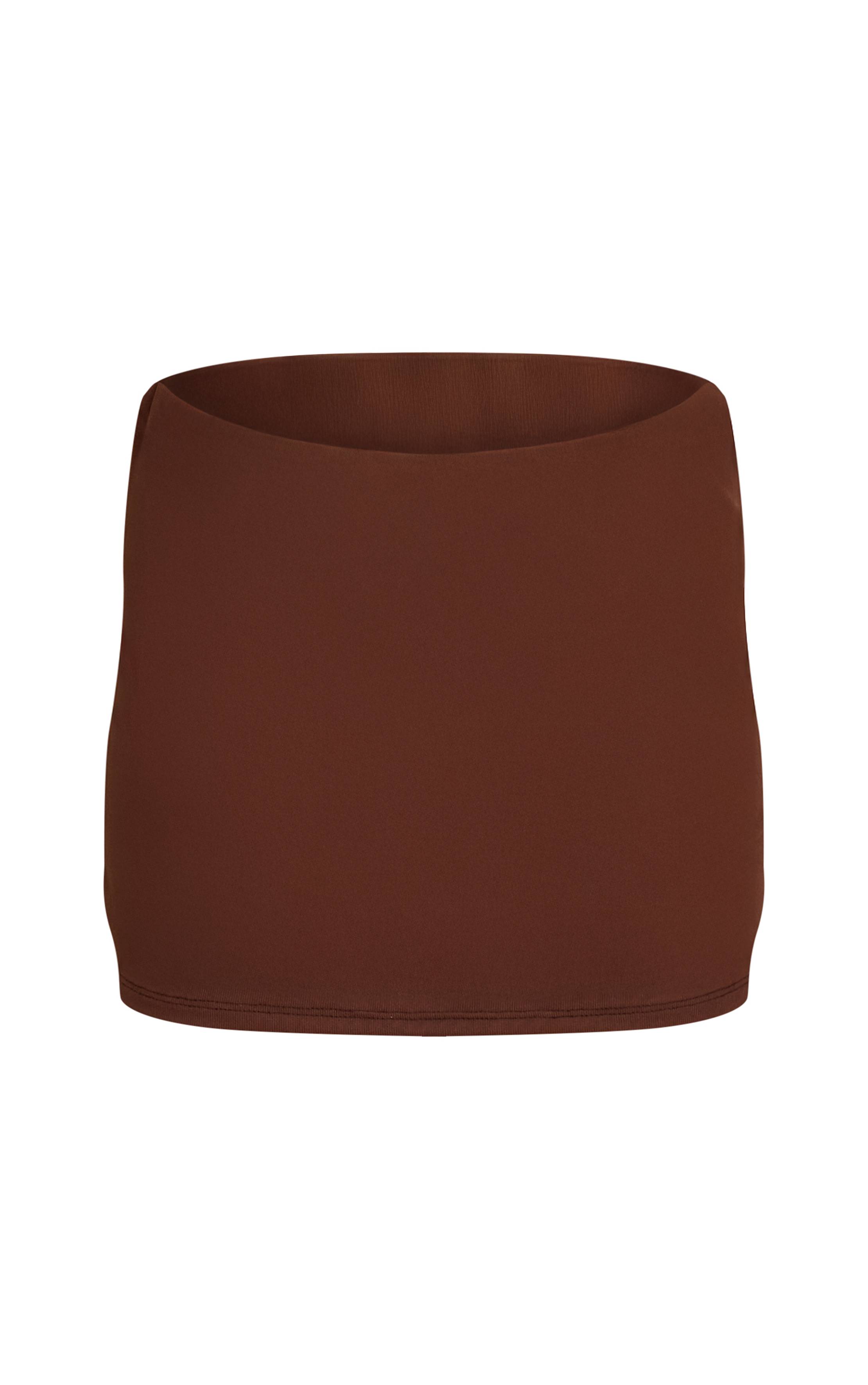 Chocolat Jupe Mini Côtelée Brossée Taille Élastique Coordonnée