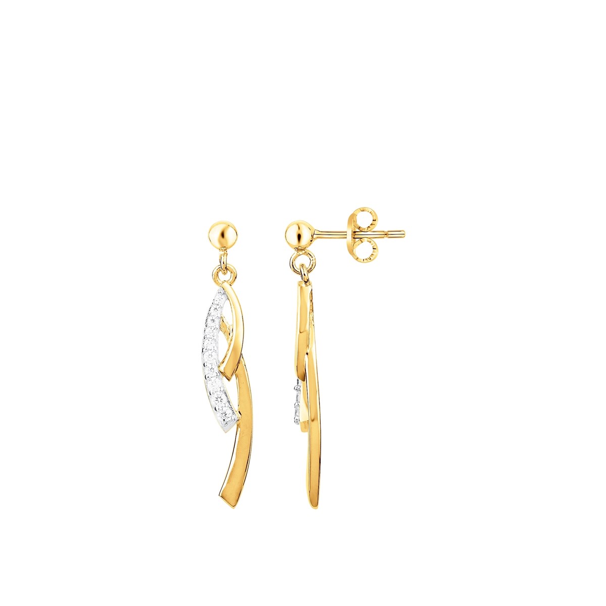 Boucles d'oreilles pendantes en Plaqué Or avec oxyde de zirconium blanc