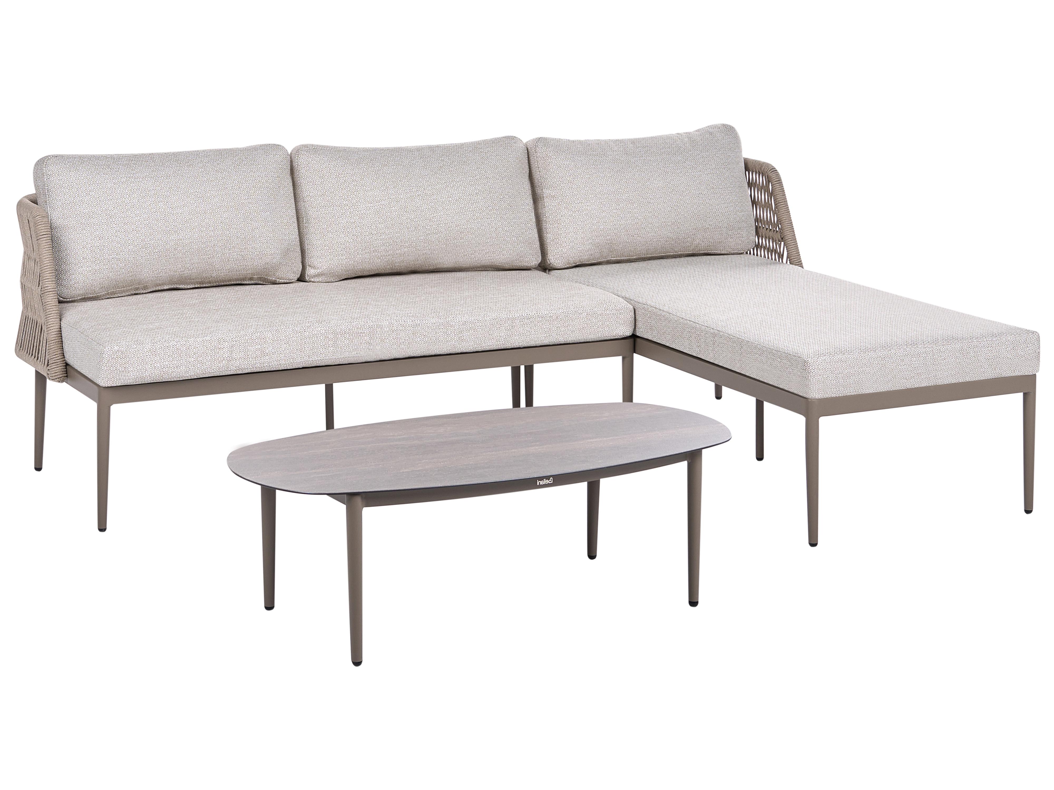 Tuin hoekloungeset met tafel 3-zits LEFFE linkszijdig Metaal Beige
