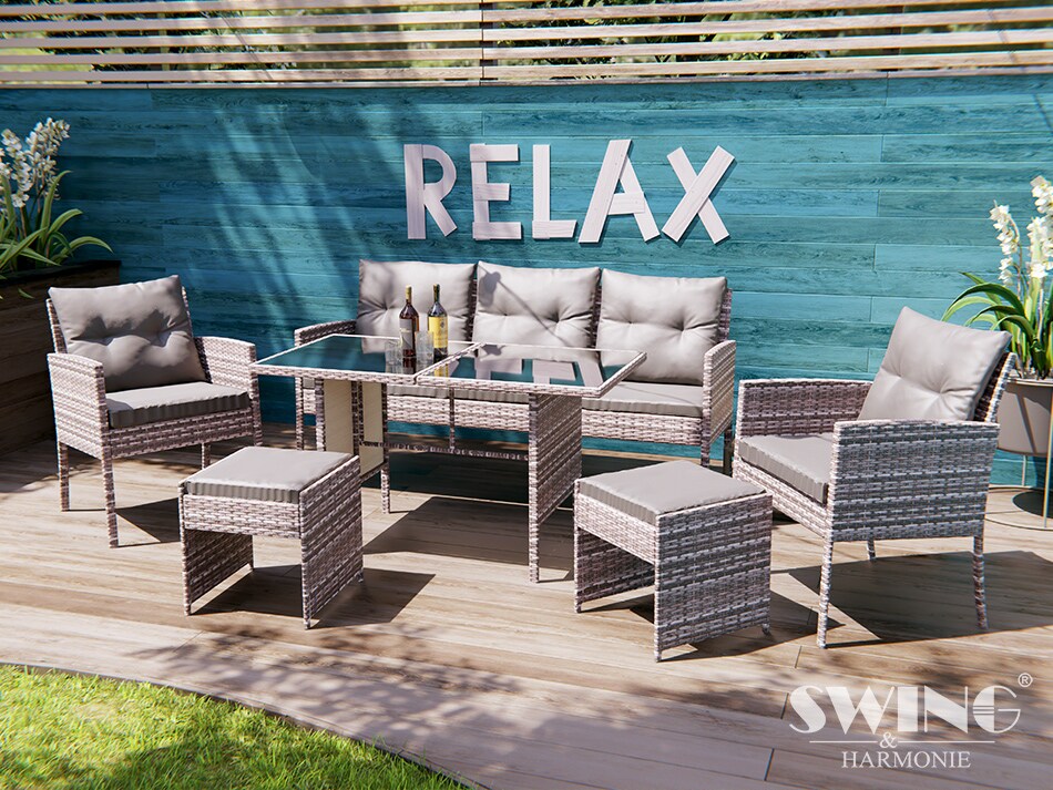 Swing&Harmonie Sydney Polyrattan Sitzgruppe Esstisch Lounge Sitzgarnitur Essgruppe Gartenmöbel Set - versch. Ausführungen