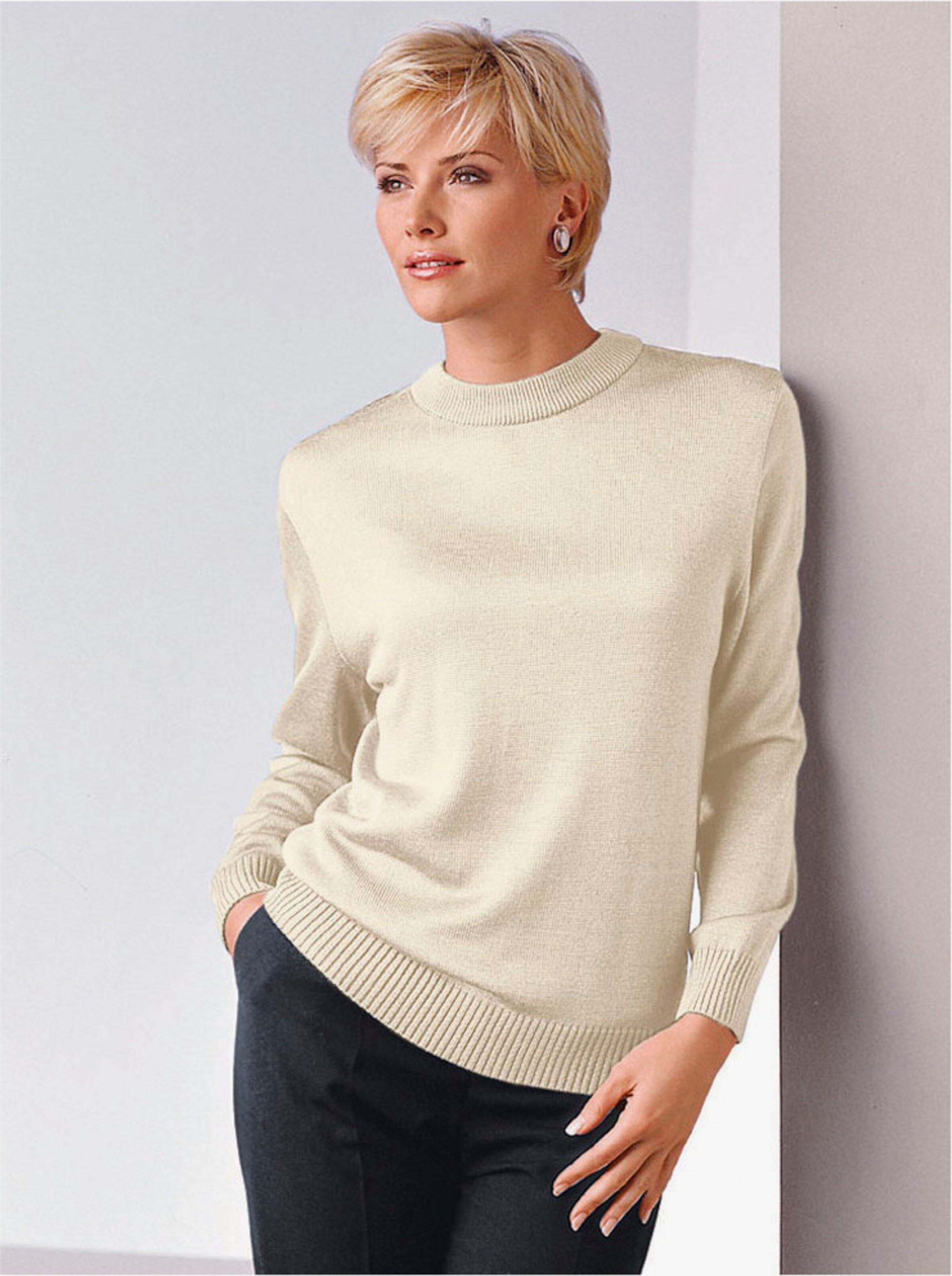 Stehkragenpullover in Feinstrick-Qualität