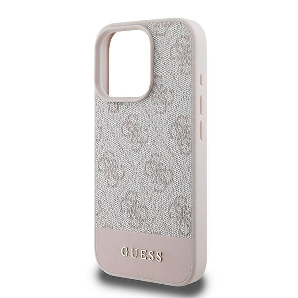 iPhone 16 Pro Max Leder Hardcase Hülle 4G Bottom Stripe (GUHCP16XG4GLPI) - Rosa
