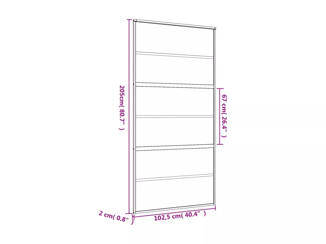 Porte coulissante doré 102,5x205 cm verre ESG dépoli aluminium