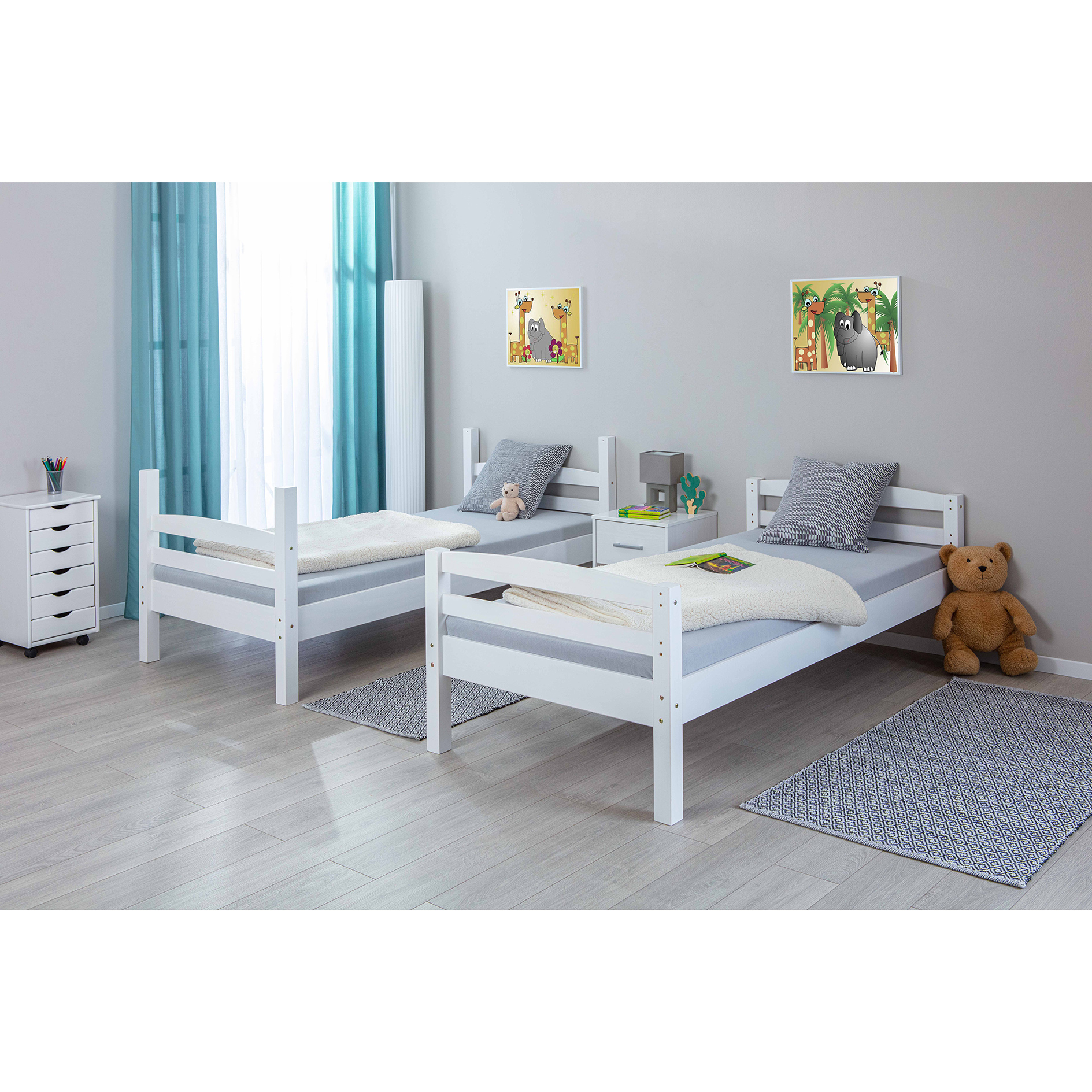 Etagenbett ANNIKA - weiß - 2 Einzelbetten - 2x 90x200 cm