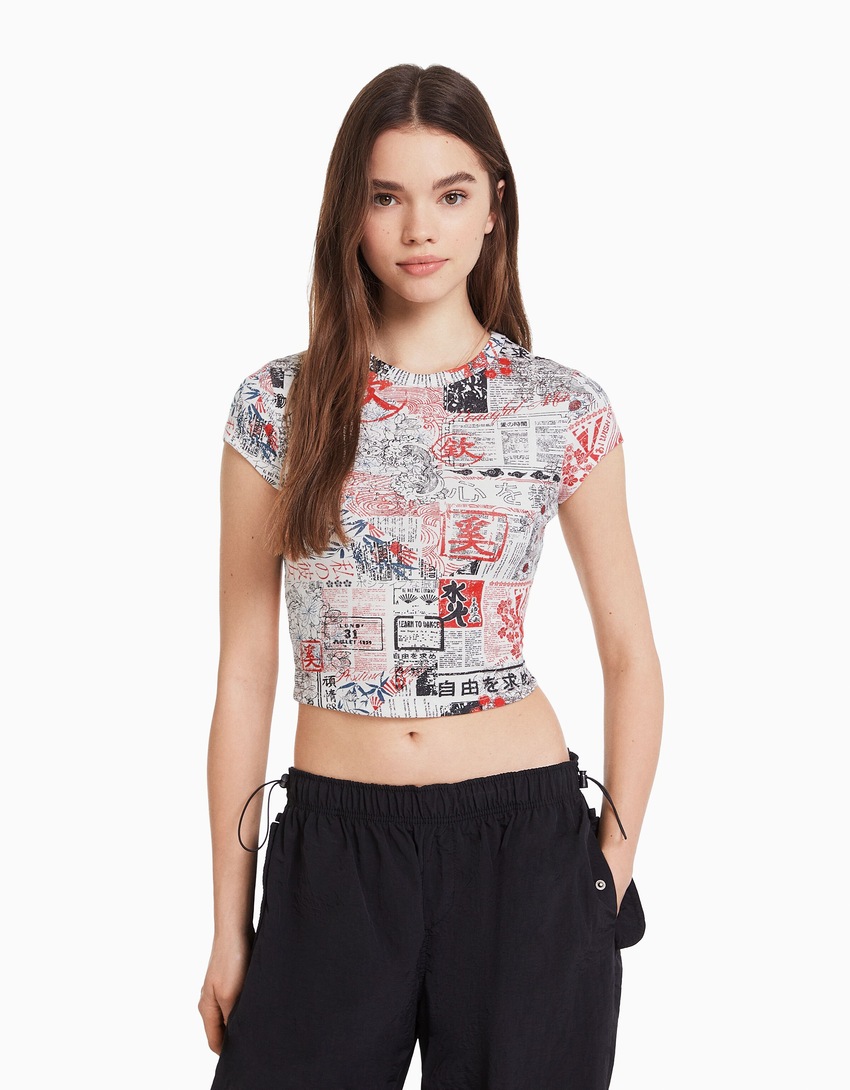 Camiseta de manga curta com estampa