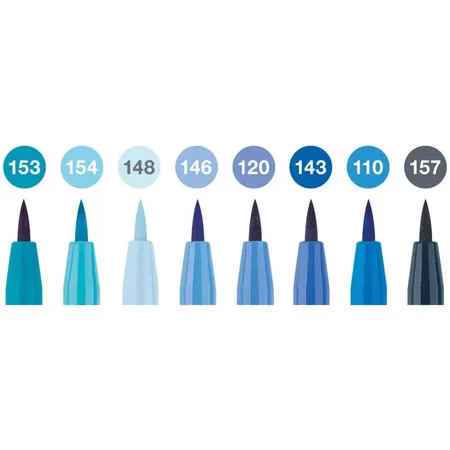 Faber-Castell Pitt Artist Pen Brush Tuschestift, 8er Etui,The Blues