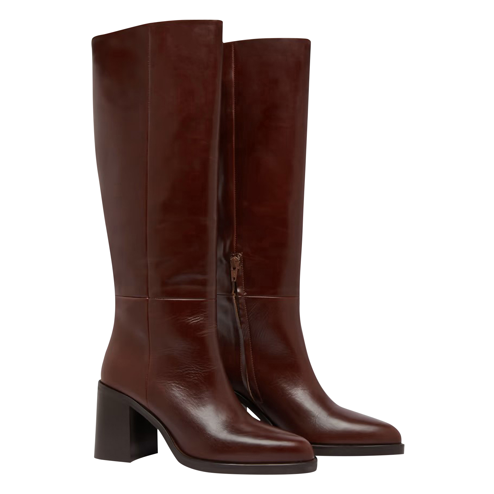 DICKINSON - Bottes à talons en cuir| Marron