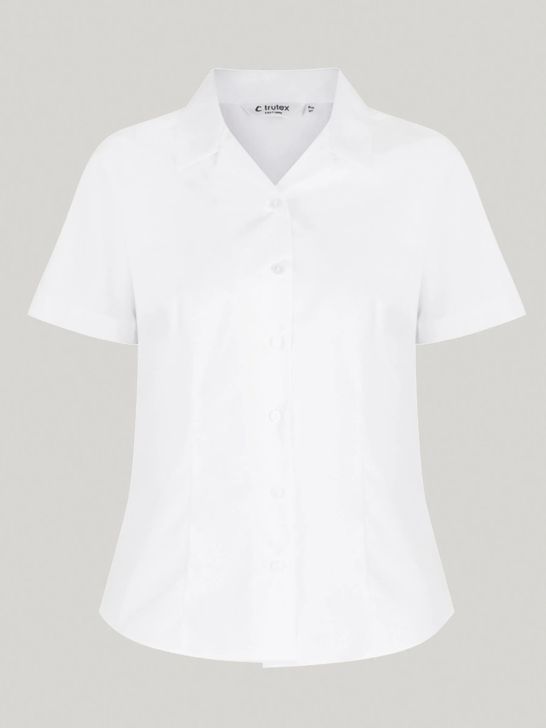 Trutex Witte Cubaanse Kraag Slim fit Korte mouwen 2 Pack School overhemden