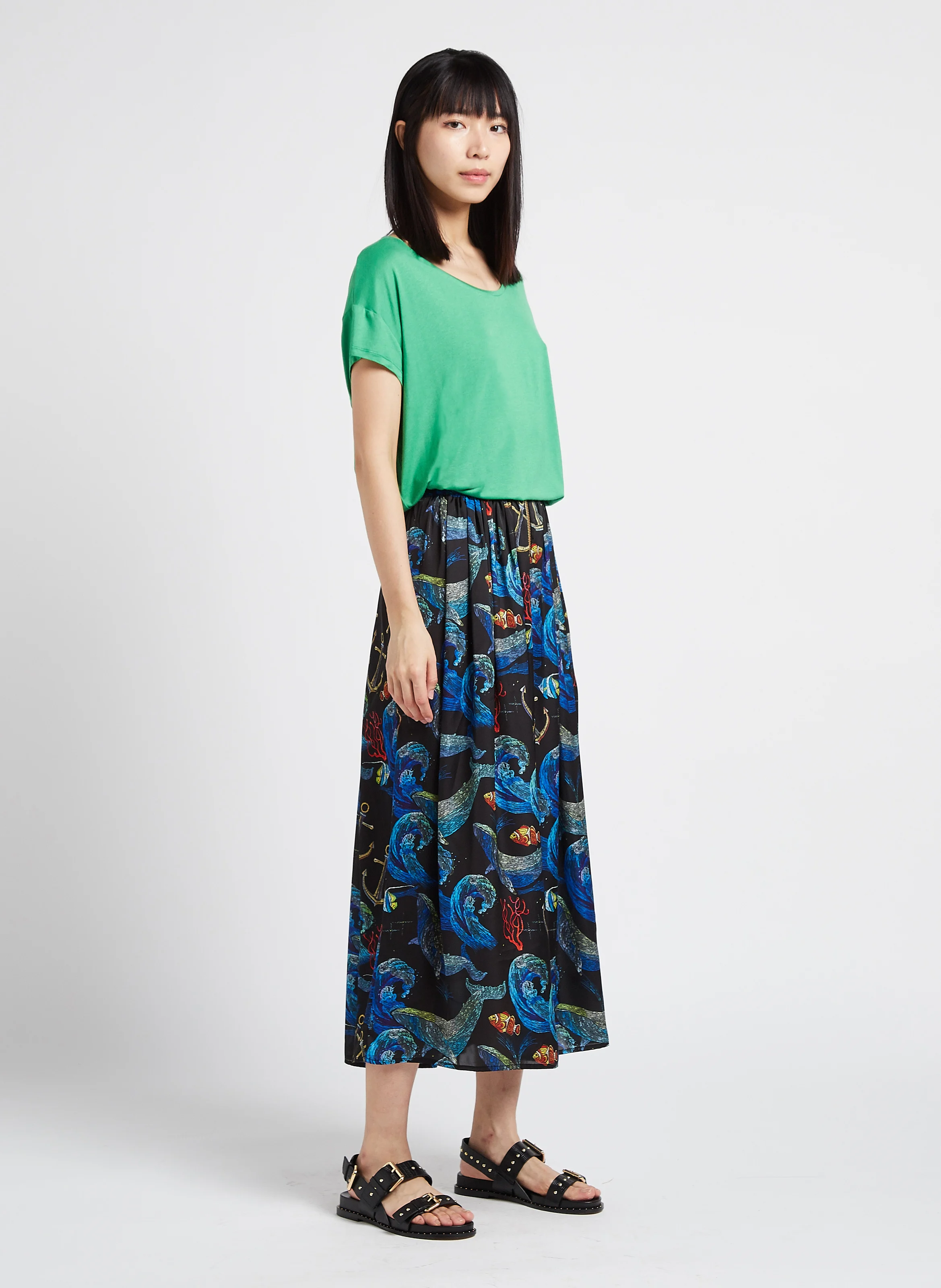 MARLOW - Tee-shirt col rond ample | Vert