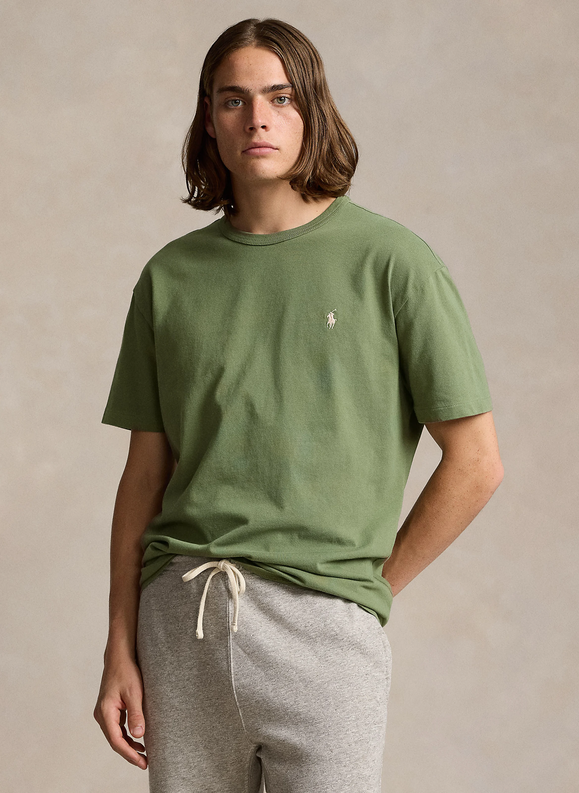 Tee-shirt droit col rond en coton | Vert