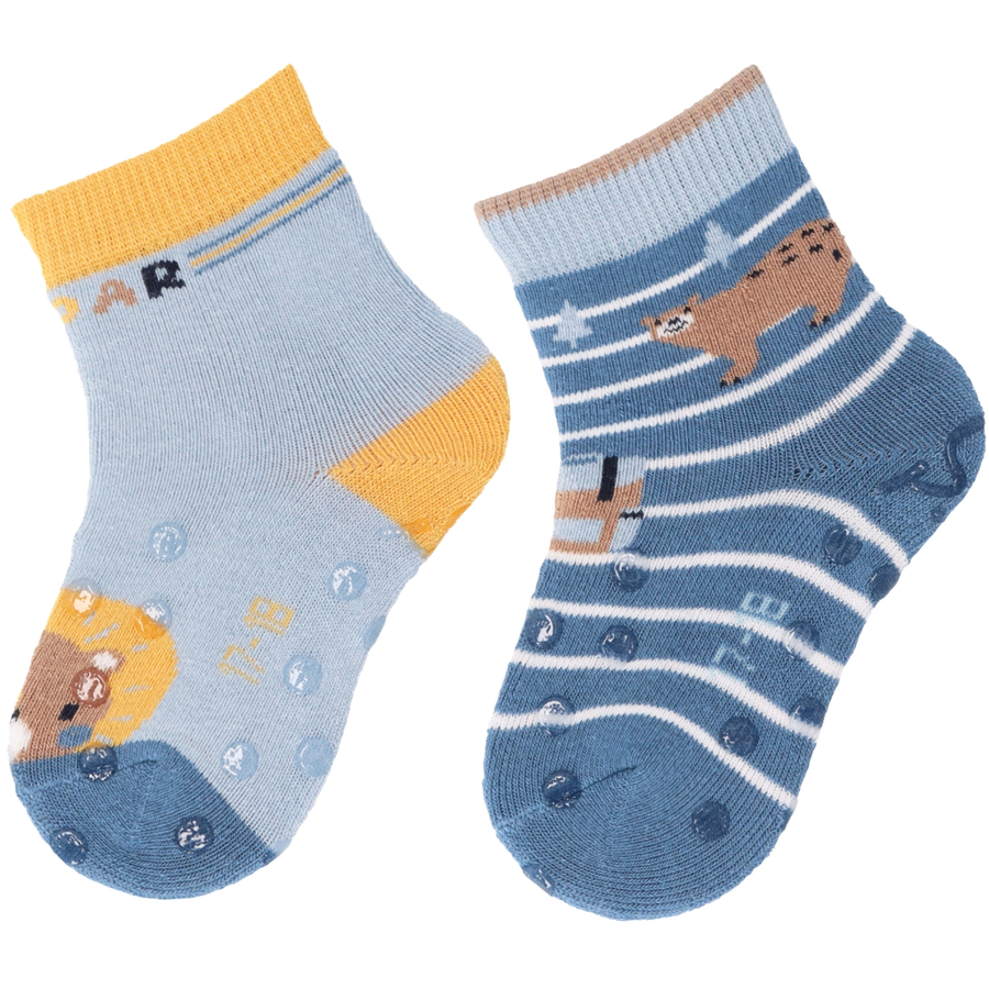 Sterntaler ABS-Krabbelsocken DP LöweBär graublau