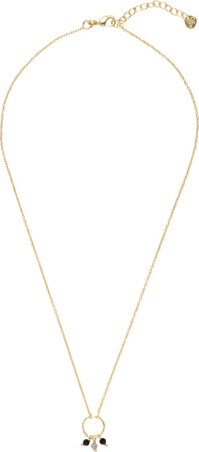 A Beautiful Story Sentiment Black Onyx Labradorite Necklace GP Gold