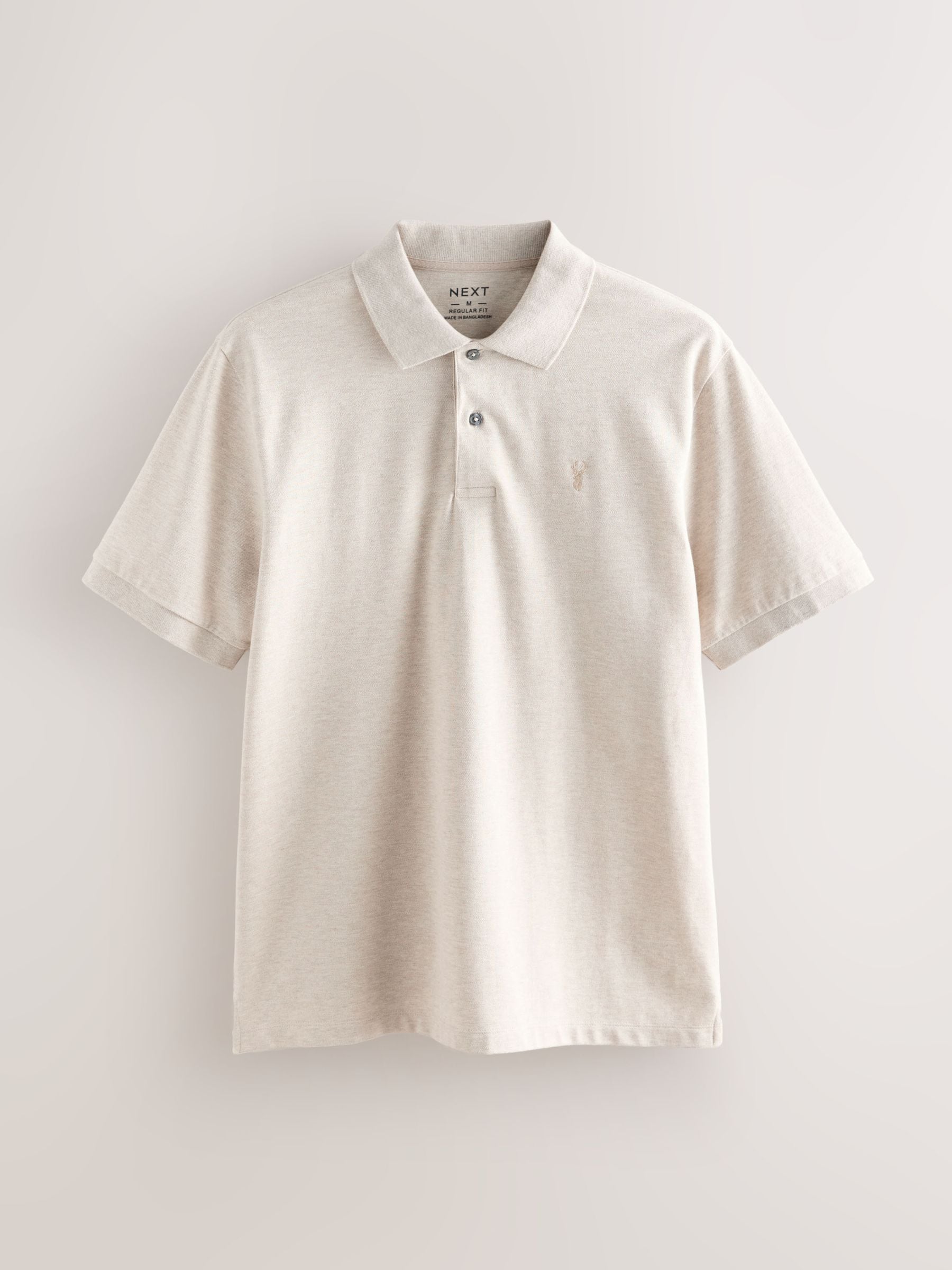 Licht neutraal gemêleerd - Normale Pasvorm - Long-Sleeve Pique Polo Shirt