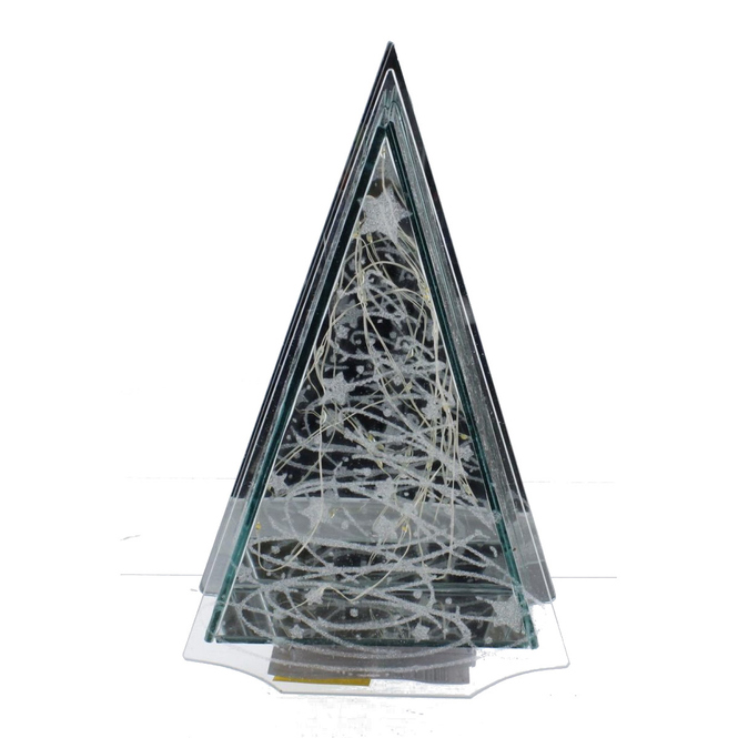 Baum silber mit LED - aus Glas - ca. 17 x 6,5 x 25 cm