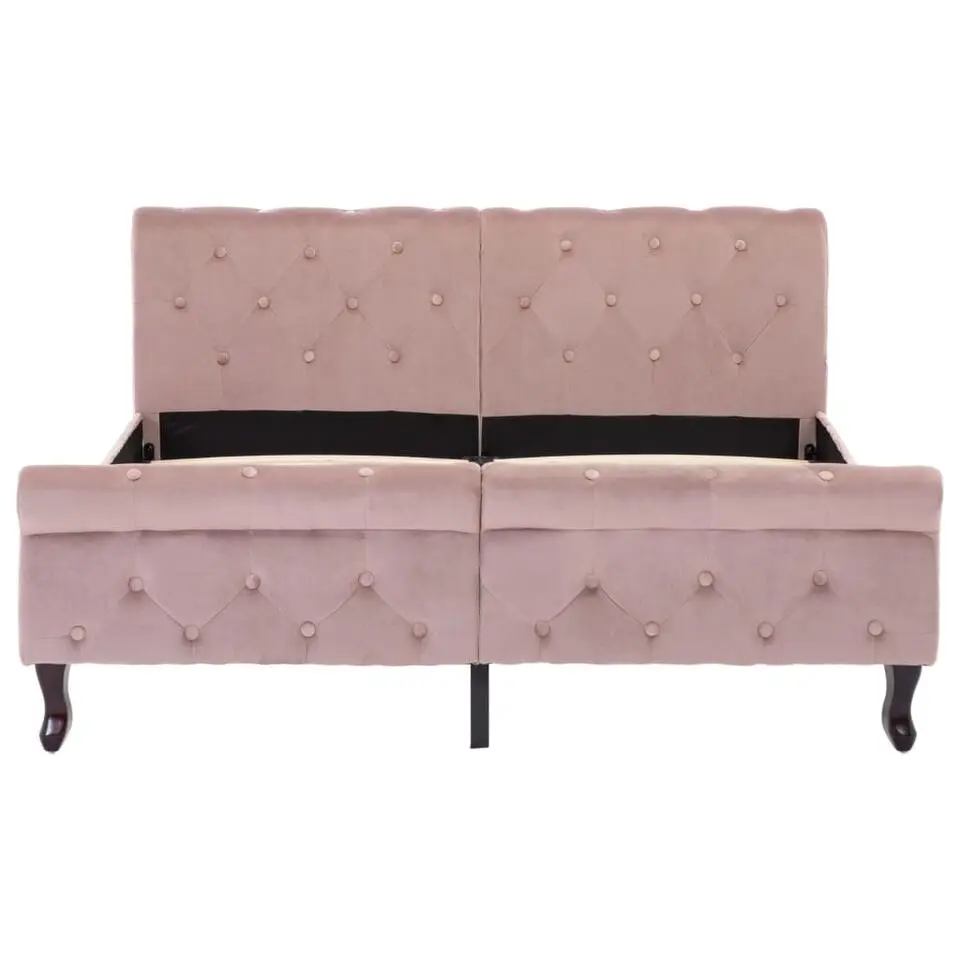vidaXL - Bed frame met hoofdeinde - Roze - Fluweel - 140x200 cm