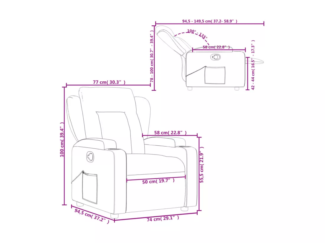 Fauteuil inclinable Marron Tissu