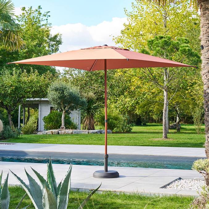 Parasol droit carré inclinable SOYA Acajou