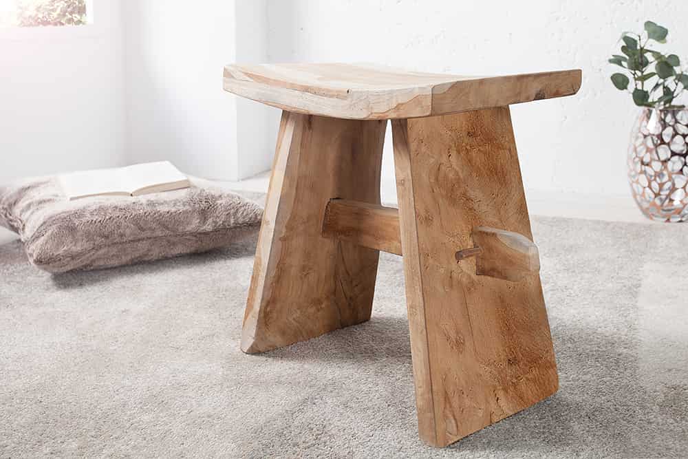Massiver Hocker ZEN 40cm Teakholz Beistelltisch