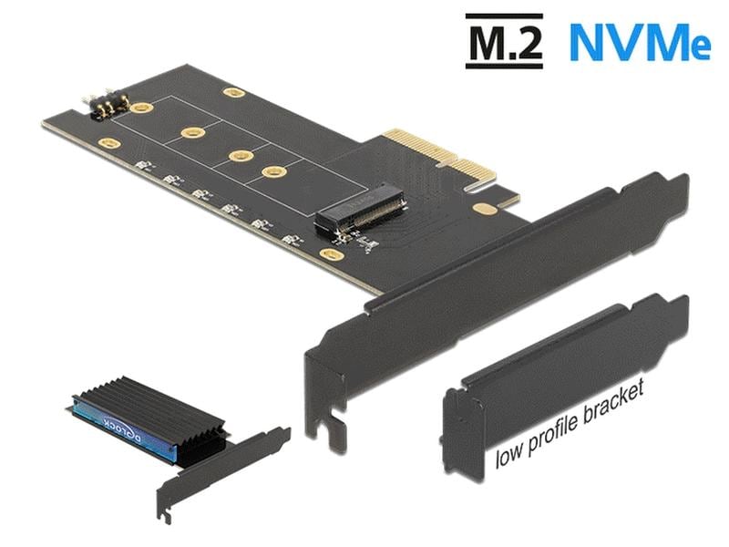 Delock Host Bus Adapter PCIe x4 - M.2, NVMe, Key M, RGB-LED PCI-Express x4 Schnittstellenkarte mit einem M.2-Slot und RGB-LED-Beleuchtung