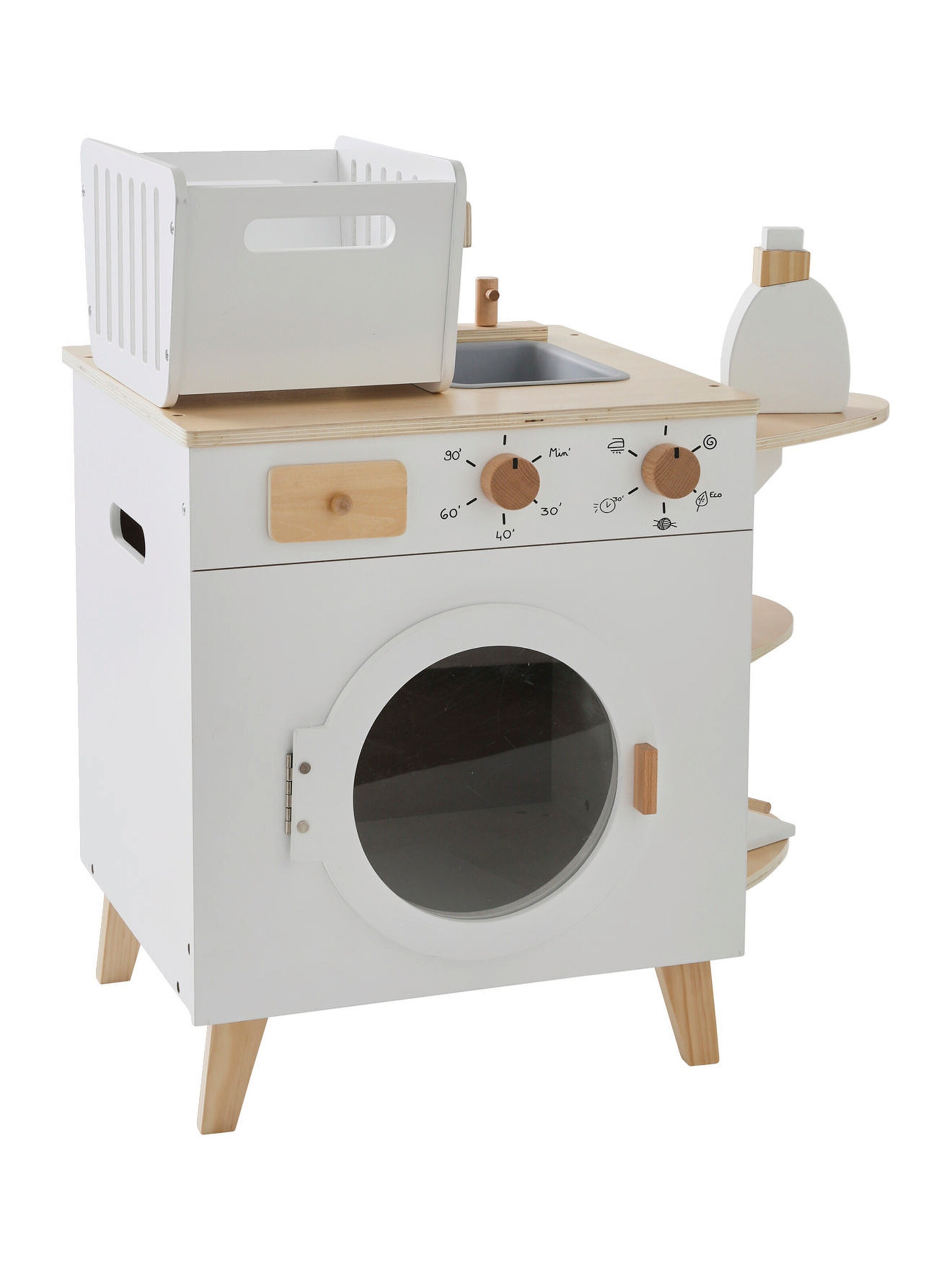 Vertbaudet Kinder Waschmaschine und Bügelstation, Holz FSC® weiß