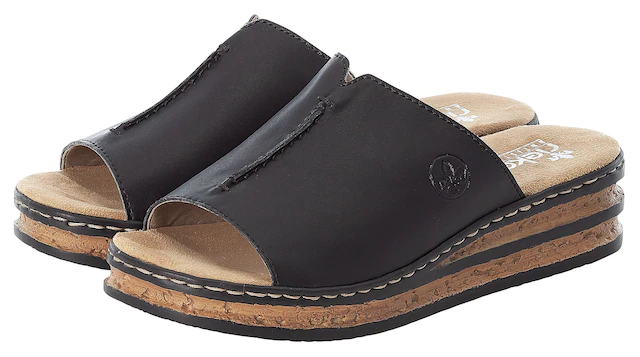 Rieker Pantolette  , Plateau, Sommerschuh, Schlappen in klassischer Optik