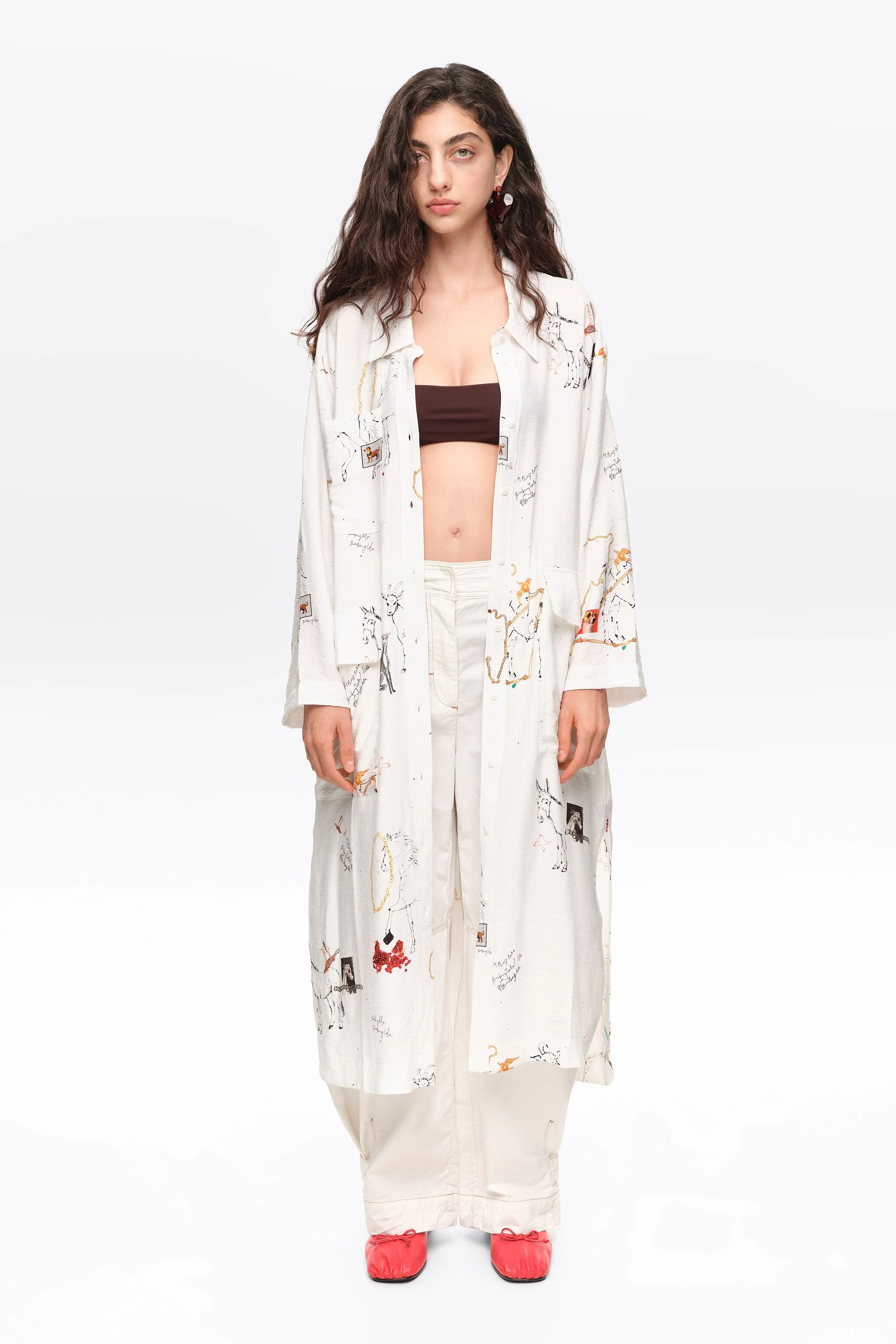 Vestido midi estilo camisa Collage Animal Chain