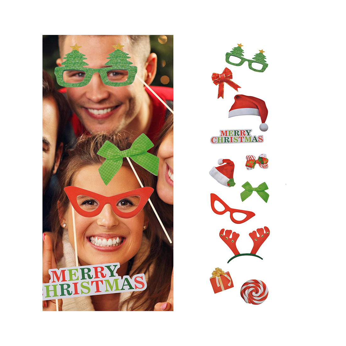 FS-STAR Foto- und Selfie Set Party Accessoires, Weihnachten
