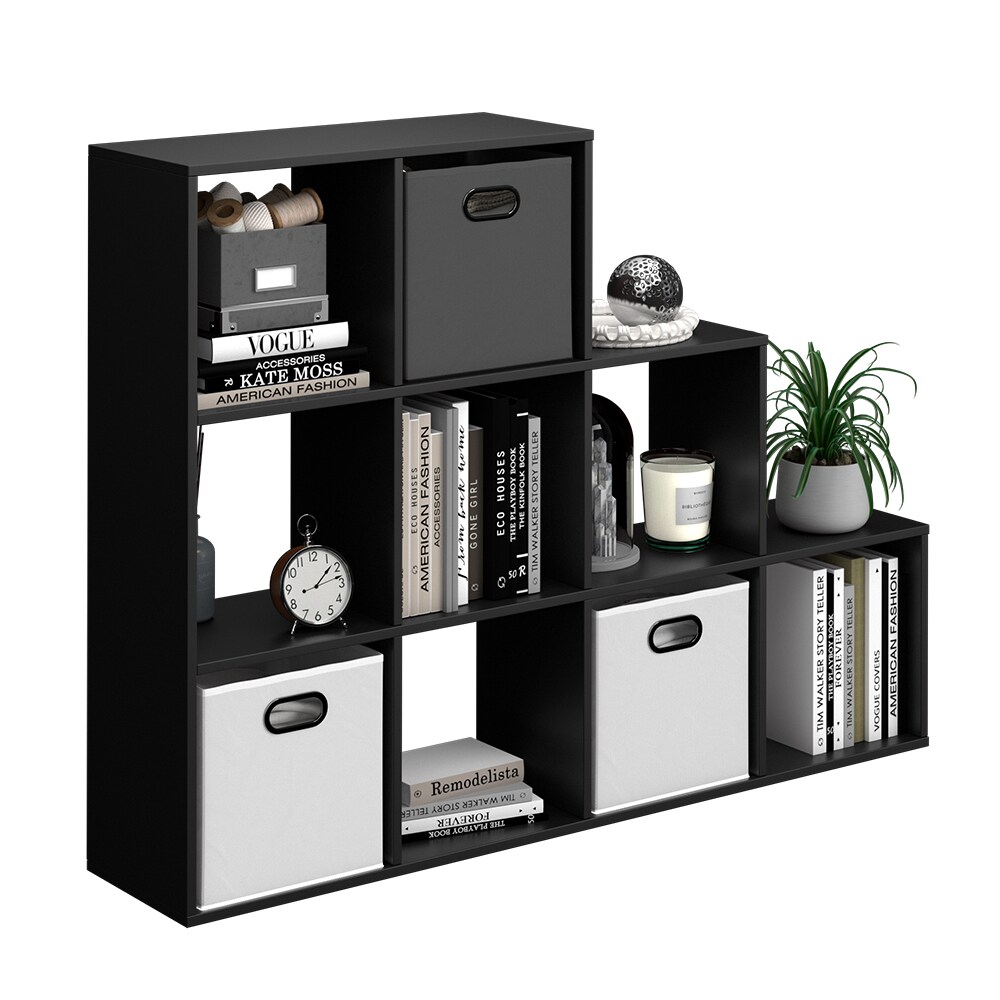 Vicco Treppenregal Raumteiler Bücherregal 9 Fächer Schwarz Stufenregal Regal